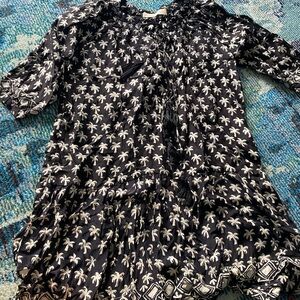 Natalie Martin Black and White Tropical Print Dress